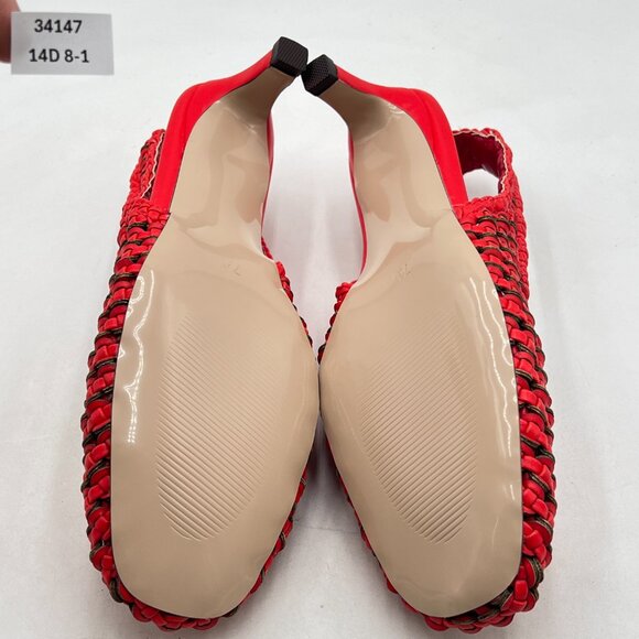 Wo Wagas Red Slingback Strap Square Toe Pump Slip On Low Kitten Heels Sandals - Picture 7 of 8